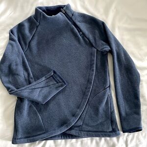Athleta size XL(14) blue side 3/4 zip sweatshirt